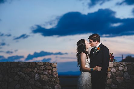 bride and groom married kiss